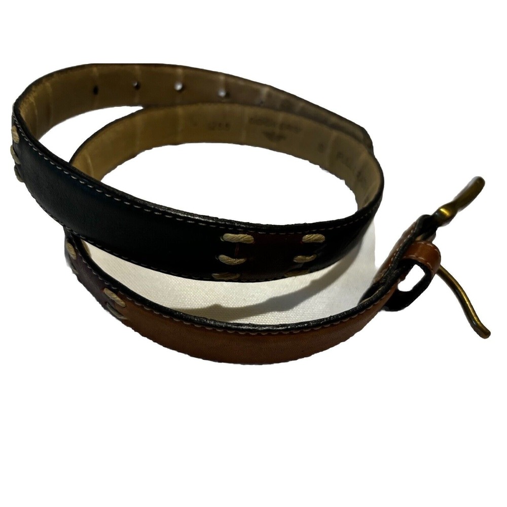 Dockers Womens Leather Belt Sz S Multi-Colored Patchwork Aztec boho biker y2k - Picture 3 of 7